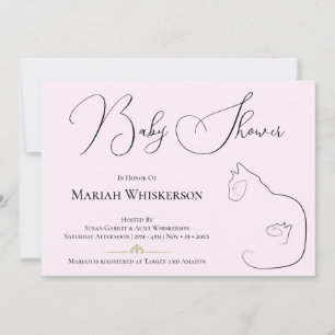 Invitation Baby shower Amoureux des chats Pastel Pink