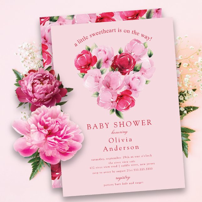 Invitation Baby shower amoureux Rosy Blooms (Créateur téléchargé)