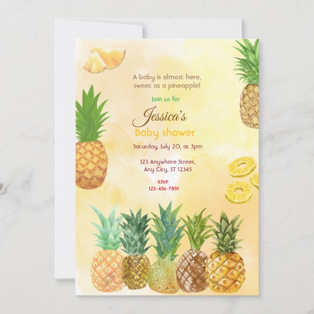 Invitation Baby shower ananas (Devant)