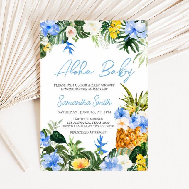 Invitation Baby Shower Ananas Aloha (Aloha Baby Shower Invitation)