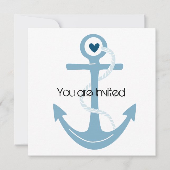 Invitation Baby shower Ancre nautique (Devant)