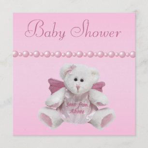 Invitation Baby shower Angel Teddy, Baby Shots & Pearls