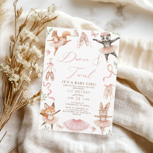Invitation Baby shower animal Ballerinas fille