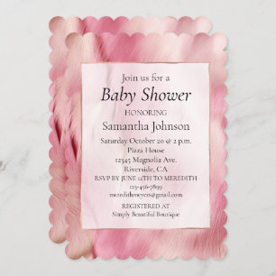Invitation Baby shower animal blanc rose fille élégant