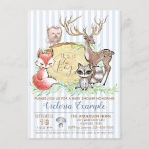 Invitation Baby shower animal Boy Woodland