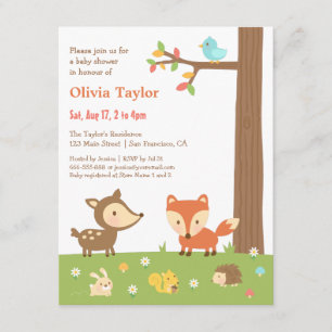 Invitation Baby shower animal de bois mou