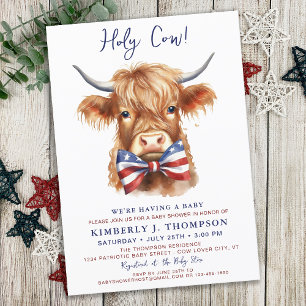 Invitation Baby shower animal de ferme de vache de Highland P