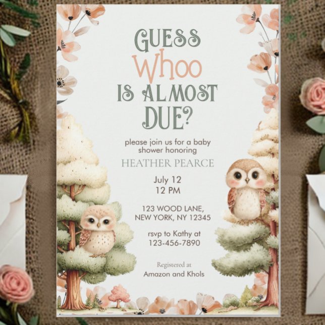 Invitation Baby Shower Animal de la Forêt Chouette (Créateur téléchargé)