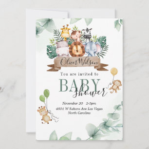 Invitation Baby shower animal de la jungle