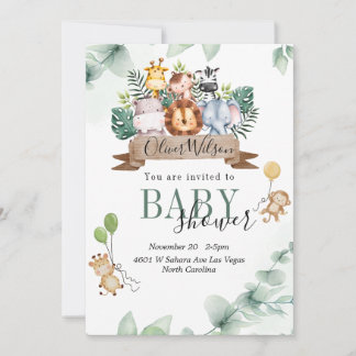 Invitation Baby shower animal de la jungle