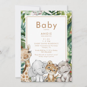 Invitation Baby shower animal de la Jungle de Foliage