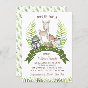 Invitation Baby shower animal de verdure de région boisée de