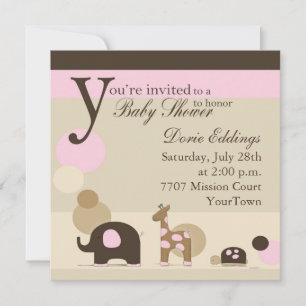 Invitation Baby shower animal farci en rose