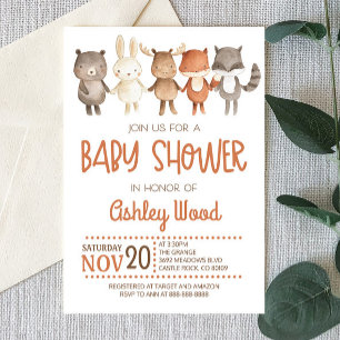 Invitation Baby shower animal forestier