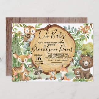 Invitation Baby shower animal forestier