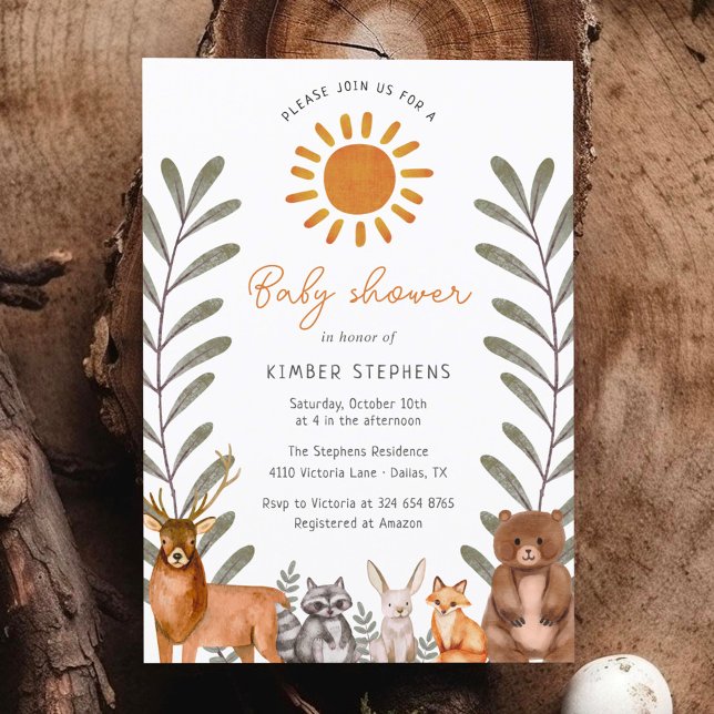 Invitation Baby shower animal forestier simple (Créateur téléchargé)