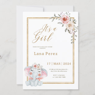 Invitation Baby shower animal minimaliste d'or blanc