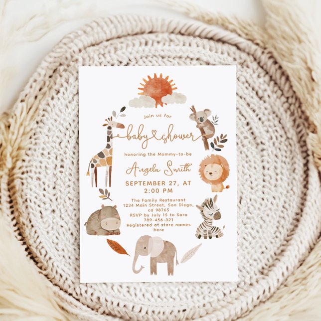 Invitation Baby shower animal minimaliste moderne Neutre Safa (Créateur téléchargé)