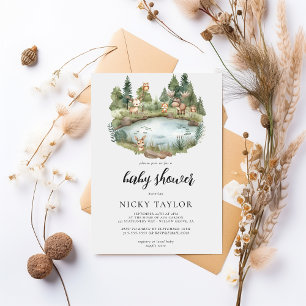 Invitation Baby shower animal mou de la forêt forestière