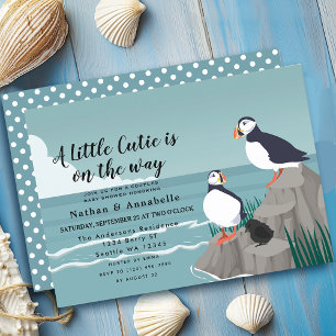 Invitation Baby shower animal Puffin neutre pour le genre