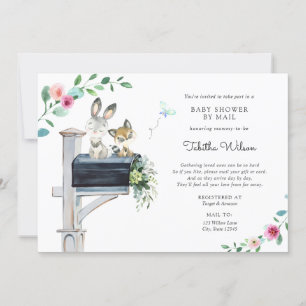 Invitation Baby shower animal rose boisé par courrier