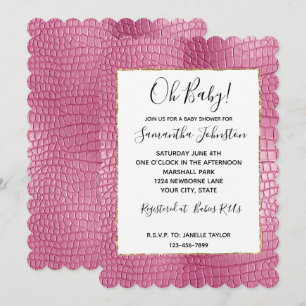 Invitation Baby shower animal rose Faux Alligator