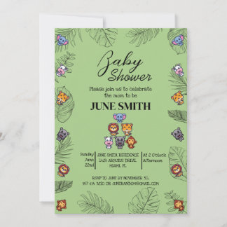 Invitation Baby shower animal sauvage mignon