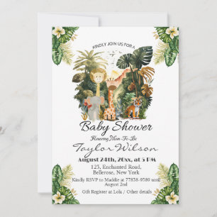 Invitation Baby shower animalier de la Jungle de Boho