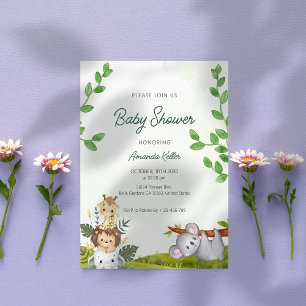 Invitation Baby shower animalier Safari Jungle