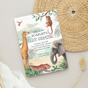 Invitation Baby shower animalier sauvage