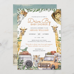 Invitation Baby shower animalier sauvage Drive-By