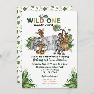 Invitation Baby shower animalier Wild One Safari