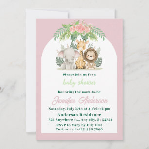 Invitation Baby shower animaliers pour filles Safari