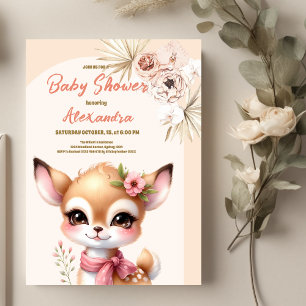 Invitation Baby shower animaliers pour filles Safari