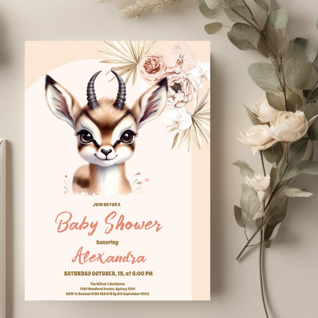 Invitation Baby shower animaliers pour filles Safari (Créateur téléchargé)