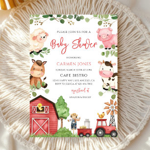 Invitation Baby Shower Animaux de la Ferme de la Basse-cour