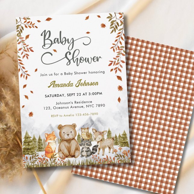 Invitation Baby Shower Animaux de la Forêt Rustique (Créateur téléchargé)
