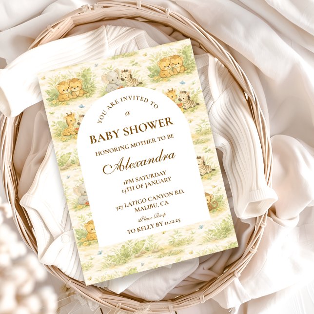 Invitation Baby Shower Animaux de la Jungle Bébé (Créateur téléchargé)