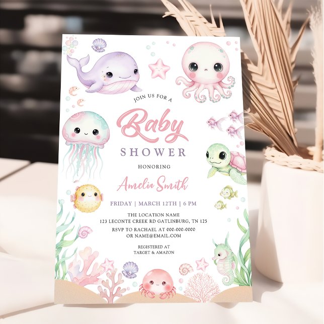 Invitation Baby Shower Animaux de l'Océan (Créateur téléchargé)