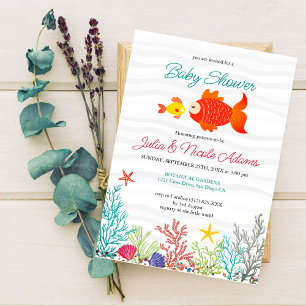 Invitation Baby Shower Animaux de Mer Mignons Sous-Marins
