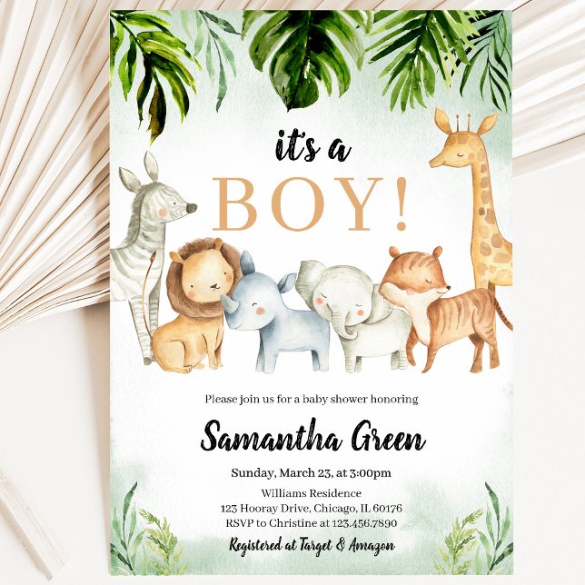 Invitation Baby Shower Animaux de Safari (Créateur téléchargé)