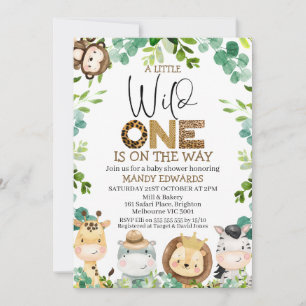 Invitation Baby shower Animaux de Safari nature mignonne