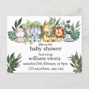 invitation baby shower, animaux, safari
