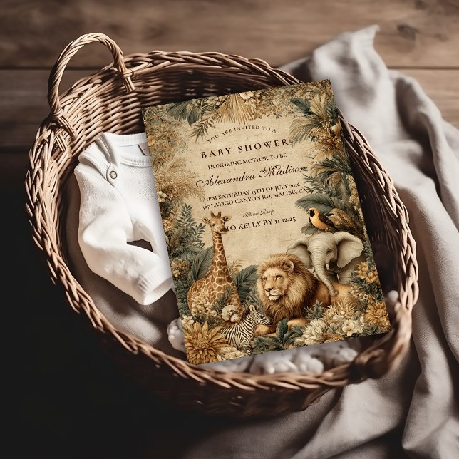 Invitation Baby Shower Animaux Safari Boho (Créateur téléchargé)