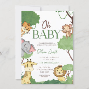 Invitation Baby shower Animaux Safari mignons