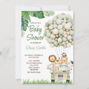 Invitation Baby shower Animaux Safari mignons