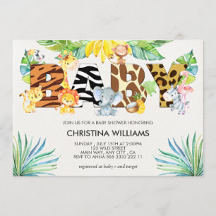 Invitation Baby shower Animaux Safari mignons