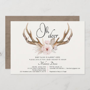 Invitation Baby shower Antler de cerf aquarelle rustique