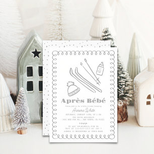 Invitation Baby shower Après Bébé Gris Creusé À La Main