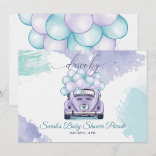 Invitation Baby shower Aqua et Lilac Surprise Drive